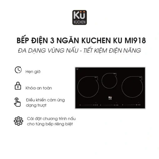 Bếp điện từ 3 ngăn Kuchen KU MI918