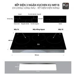Bếp điện từ 3 ngăn Kuchen KU MI918